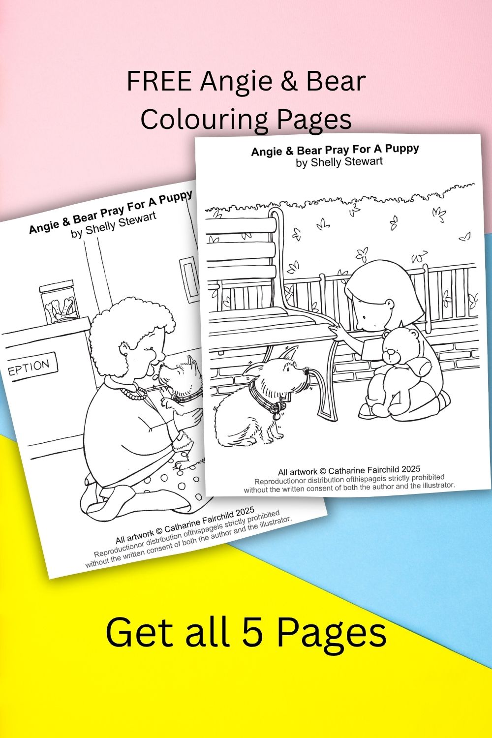 Free Angie & Bear Pray For A Puppy colouring pages